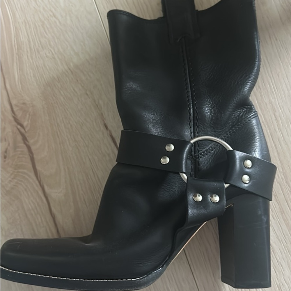 Michael Kors Black Heeled Boots with Silver Details